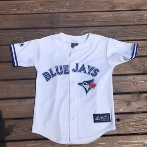 TORONTO BLUE JAYS JERSEY YOUTH SMALL MAJESTIC WHITE JOSE BAUTISTA